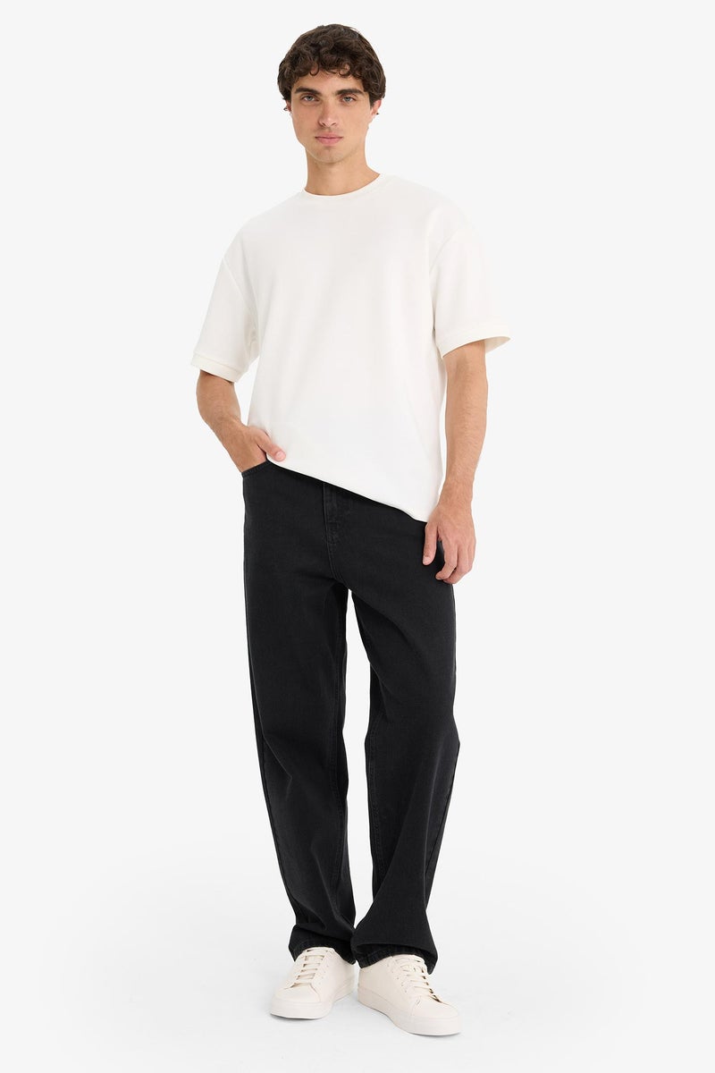 DeFacto Black Man Baggy Fit Wide Leg Jean Trousers Casual - Image 4