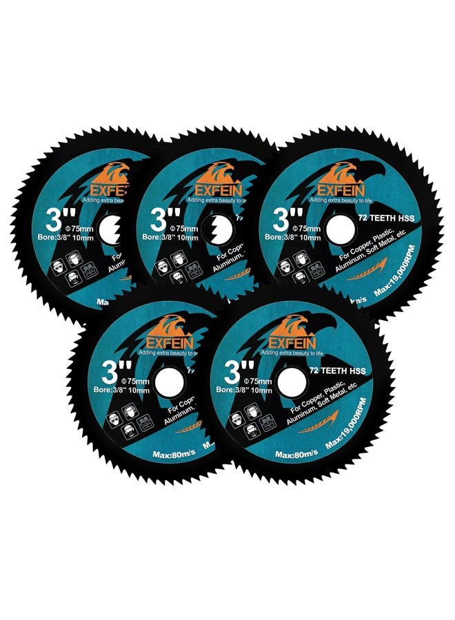 EXFEIN 3 Inch HSS Circular Saw Blade 3pcs, High-Speed Steel Saw Blade for Cutting Soft Metal Copper Aluminum Wood Plastic Diamond Disc - Image 1