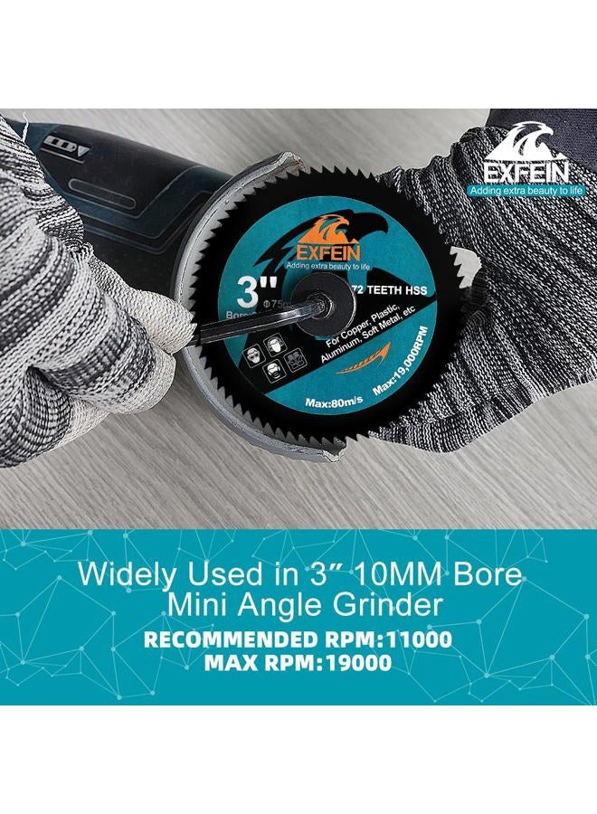 EXFEIN 3 Inch HSS Circular Saw Blade 3pcs, High-Speed Steel Saw Blade for Cutting Soft Metal Copper Aluminum Wood Plastic Diamond Disc - Image 5