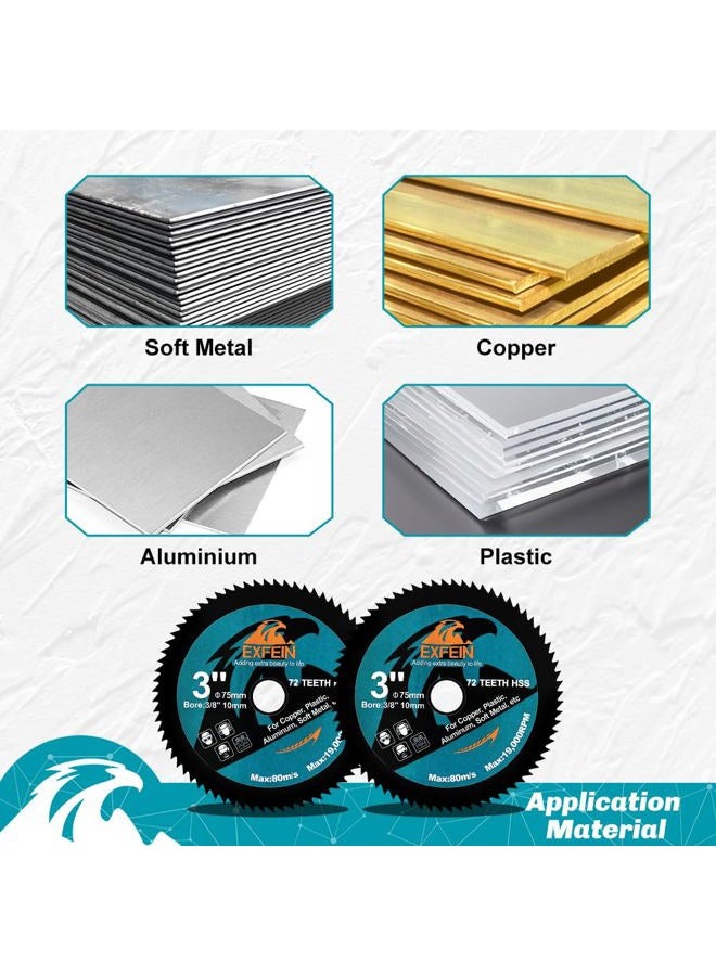 EXFEIN 3 Inch HSS Circular Saw Blade 3pcs, High-Speed Steel Saw Blade for Cutting Soft Metal Copper Aluminum Wood Plastic Diamond Disc - Image 2