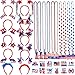 Garma 4th of July Accessories Party Supplies 92Pcs Fourth of July Party Favors with Headbands Necklaces Tattoo Stickers for Independence Day Patriotic Celebrations Parades Classroom Rewards for Kids - Image 3