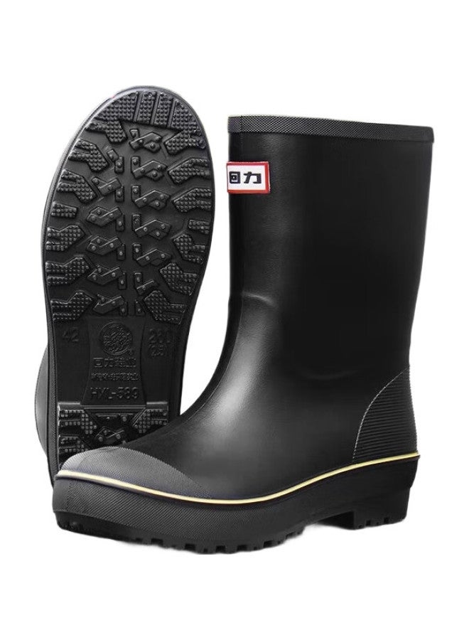 Warrior Rain Boots, Mid-Calf Overshoes, Men'S Waterproof Shoes, Non-Slip Fishing Shoes, S89, Black, Size 42 - Image 2