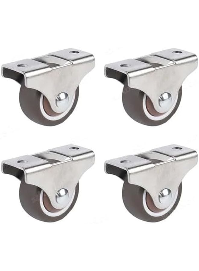 4Pcs 1 Inch Small Caster Wheels Low Profile Soft Rubber Mini Rigid Silent Rolling Castor - Image 2