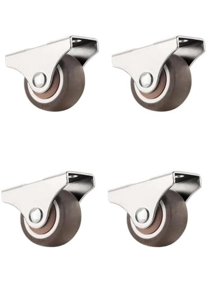 4Pcs 1 Inch Small Caster Wheels Low Profile Soft Rubber Mini Rigid Silent Rolling Castor - Image 3