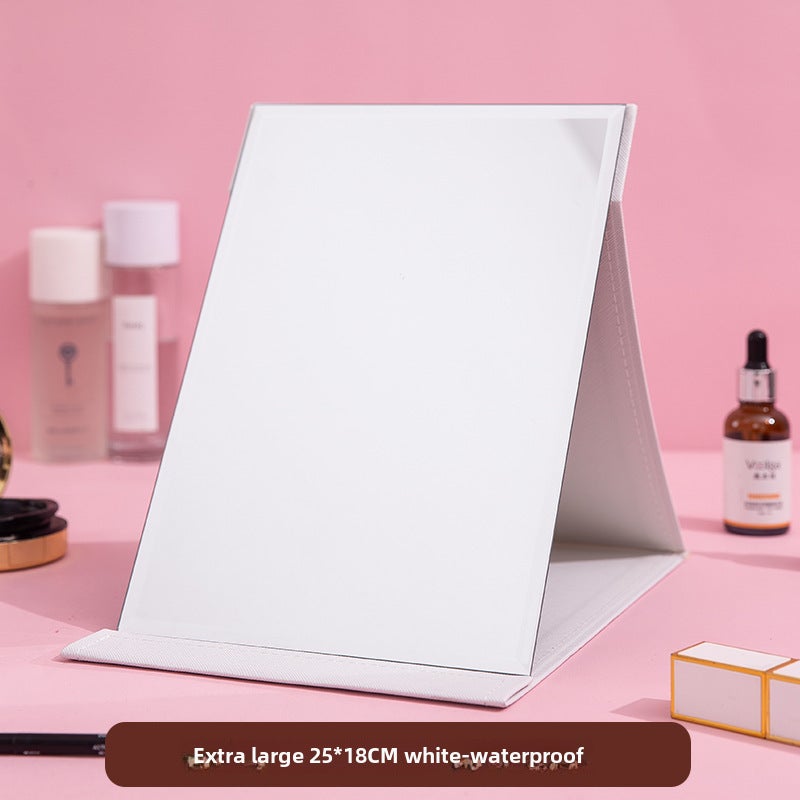 Portable makeup mirror folding desktop HD student dormitory Princess Mirror female large small size desktop dressing mirror(Extra Large 25 * 18cm-[white] waterproof) - Image 1