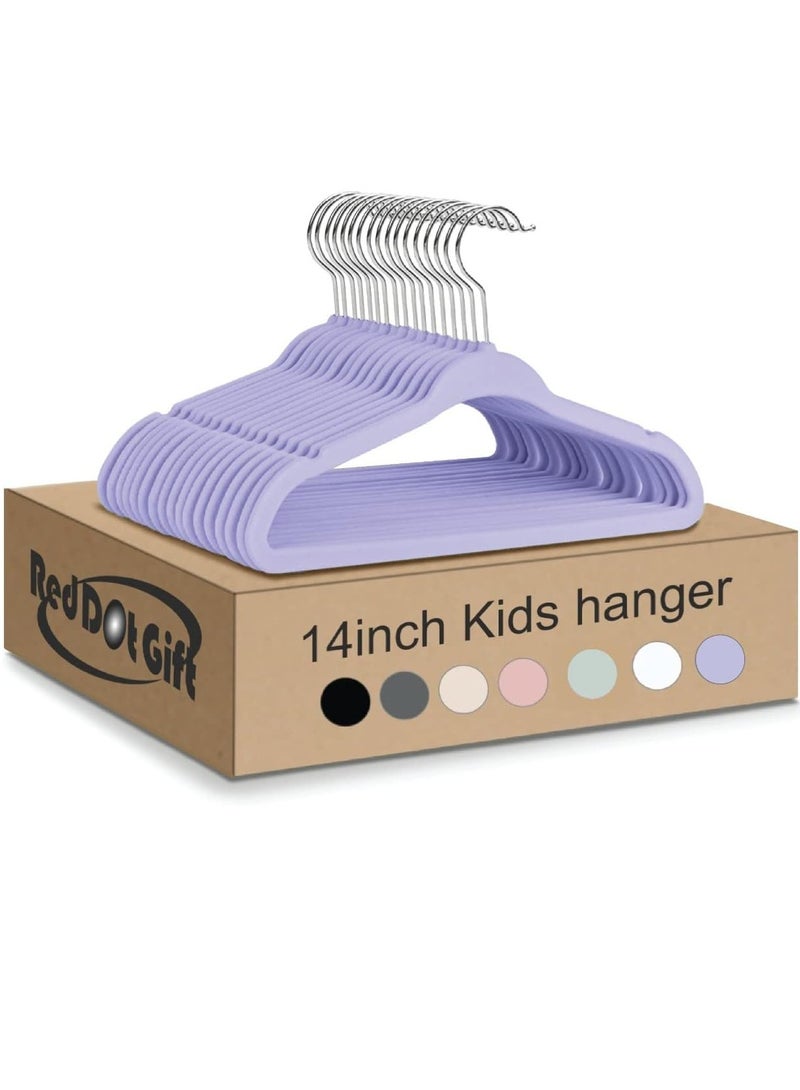 Red Dot Gift Red Dot Gift® 30-Pack Purple Velvet Kids Hangers - (35cm / 14 Inch) Premium Children's Hangers for Closet, Ultra Thin Cute Hangers Kids Clothes Hanger,Small Hangers for Kids Clothes (Light Purple, 30) - Image 1