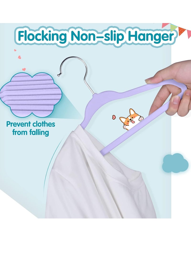 Red Dot Gift Red Dot Gift® 30-Pack Purple Velvet Kids Hangers - (35cm / 14 Inch) Premium Children's Hangers for Closet, Ultra Thin Cute Hangers Kids Clothes Hanger,Small Hangers for Kids Clothes (Light Purple, 30) - Image 2