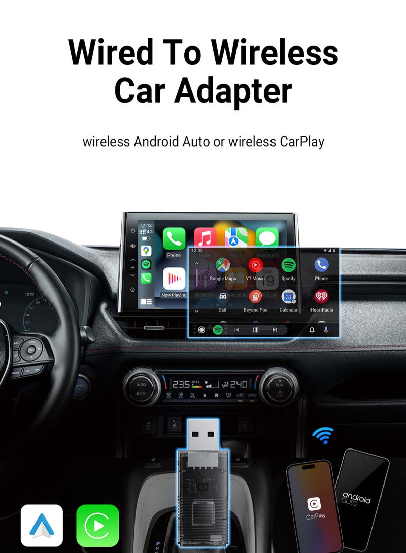 Ottocast Wired to Wireless CarPlay Box with USB-C & USB-A Cables, 5GHz Stable Signal, Auto Connection, Dashboard Navigation, Hands-Free Music, Voice Control, Android Auto Compatible - Image 2