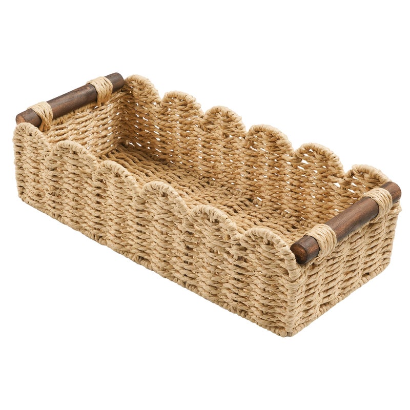 HOSROOME Toilet Paper Storage Basket Bathroom Counter Organizer Wicker Baskets for Organizing Cute Basket for Apartment Bedroom Nursery Room Kitchen Bathroom Decor -Beige - Image 1