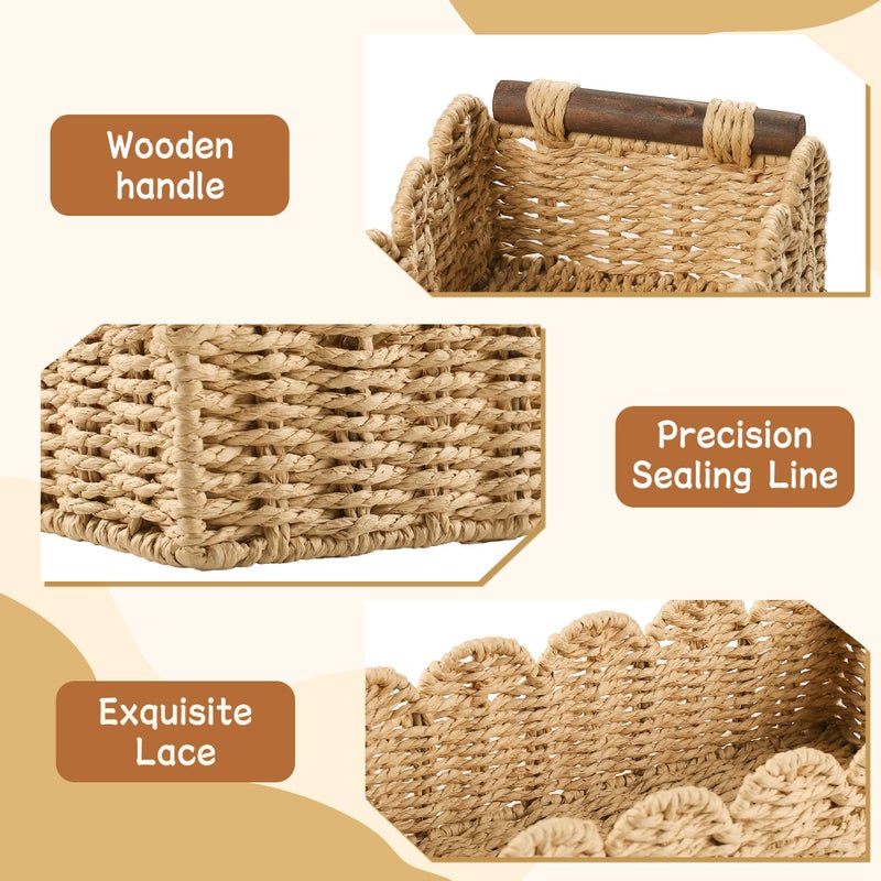 HOSROOME Toilet Paper Storage Basket Bathroom Counter Organizer Wicker Baskets for Organizing Cute Basket for Apartment Bedroom Nursery Room Kitchen Bathroom Decor -Beige - Image 2