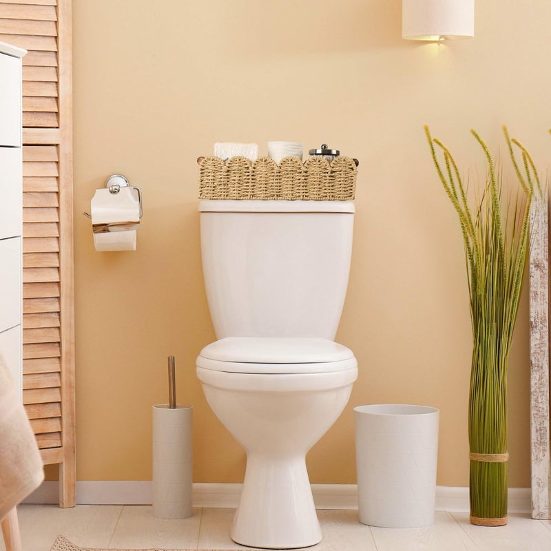 HOSROOME Toilet Paper Storage Basket Bathroom Counter Organizer Wicker Baskets for Organizing Cute Basket for Apartment Bedroom Nursery Room Kitchen Bathroom Decor -Beige - Image 3