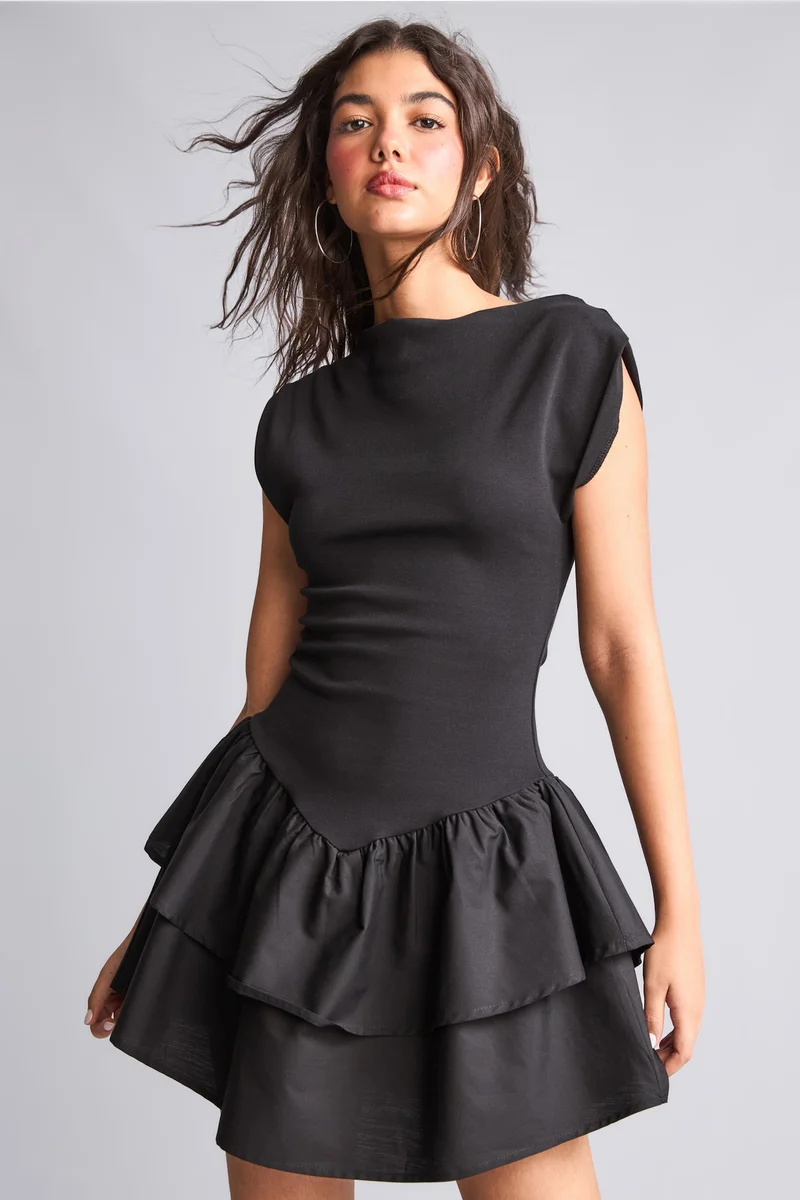 Defacto  Cotton Boat Neck Ribbed Sleeveless Dress for Women | Best Price UAE