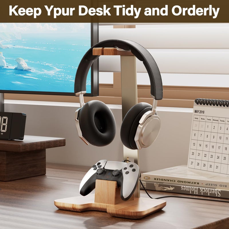 CUIWHRL Controller and Headphone Stand for Desk Gaming Desk Accessories Controller and Headphone Holder Headset Holder Headset Stand - Image 2