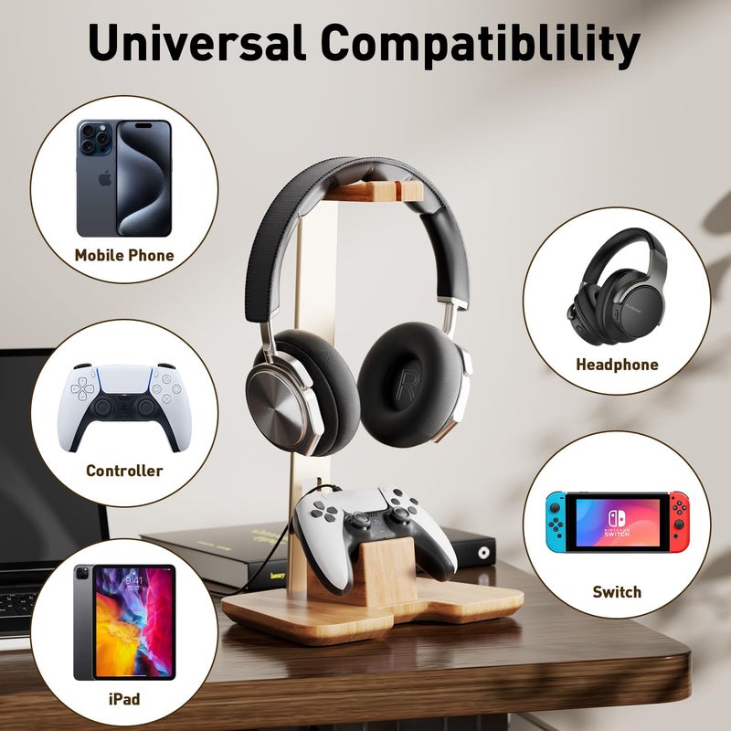 CUIWHRL Controller and Headphone Stand for Desk Gaming Desk Accessories Controller and Headphone Holder Headset Holder Headset Stand - Image 5