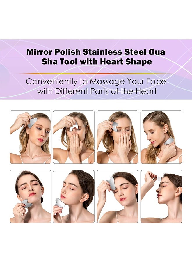 Generic - Gua Sha Facial Tools with Travel Bag,Stainless Steel Gua Sha Tool for Face,Metal Guasha Scraping Massage Tools for Body Skin Care,Face Sculpting Tool - Image 1