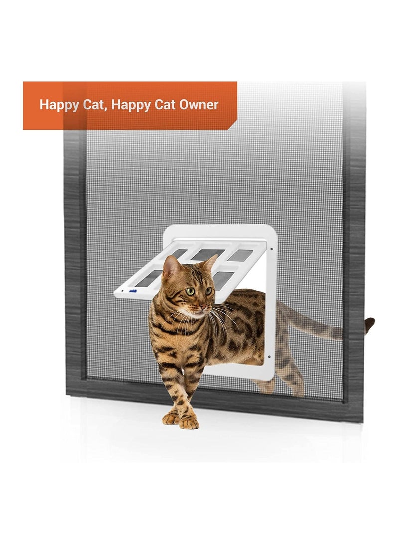 SYOSI Pet Screen Door Dog Door for Screen Door with Magnetic Flap Lockable Small Screen Dog Door for Existing Sliding Door Window and Porch  - Image 3