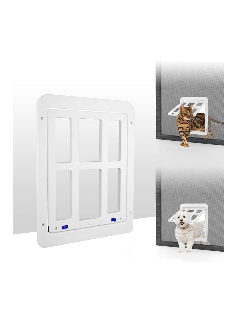 SYOSI Pet Screen Door Dog Door for Screen Door with Magnetic Flap Lockable Small Screen Dog Door for Existing Sliding Door Window and Porch  - Image 1