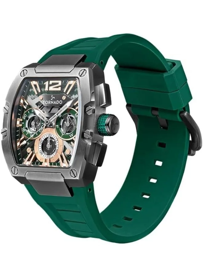 تورنيدو Tornado Xenith Men's VX9J, High Precision Japanese Quartz Movement Watch, Multi Function Display and Premium Flexible & Durable Silicone Strap - T23105-XSHH, Green