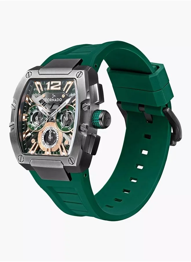 TORNADO Tornado XENITH MULTI FUNCTION Men's VX9J,High Precision Japanese Quartz Movement Watch, Multi Function Display and Premium Flexible & Durable Silicone Strap - T23105-XSHH, Green