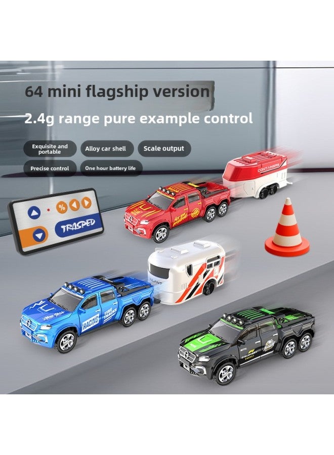 Mini Remote Control Car Toy 2.4G Light Adjustable Speed With Trailer Simulation Model 1:64 Alloy Car Play-Color:Alloy Remote Control Car A-8801a-Proportion:1:64 - Image 4