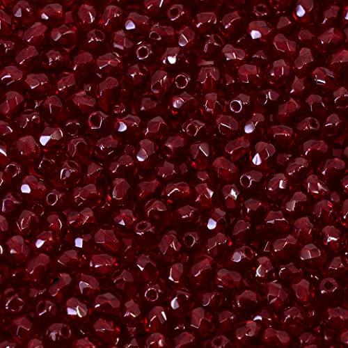 Bohemia Crystal Valley 100 pcs Faceted Fire Polished Pressed Czech Glass Beads 3mm (0.12in), Bohemian Dark Ruby Red - 90100 - Image 1