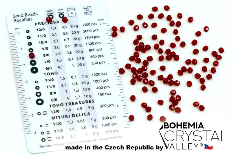 Bohemia Crystal Valley 100 pcs Faceted Fire Polished Pressed Czech Glass Beads 3mm (0.12in), Bohemian Dark Ruby Red - 90100 - Image 2