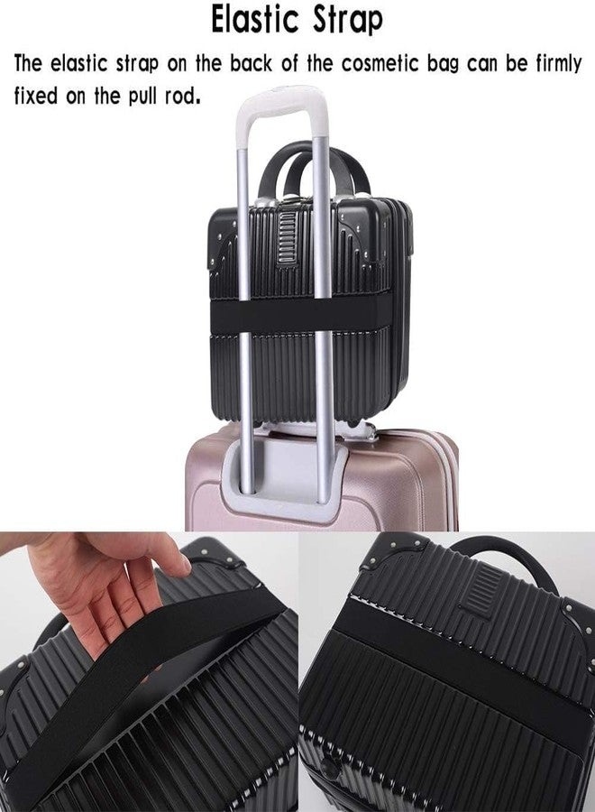ENNCOZY Mini Hard Shell Hard Travel Luggage Makeup Case Small Portable Carrying Case Suitcase Organizer Makeup Storage Box for Women (B-Black) - Image 3