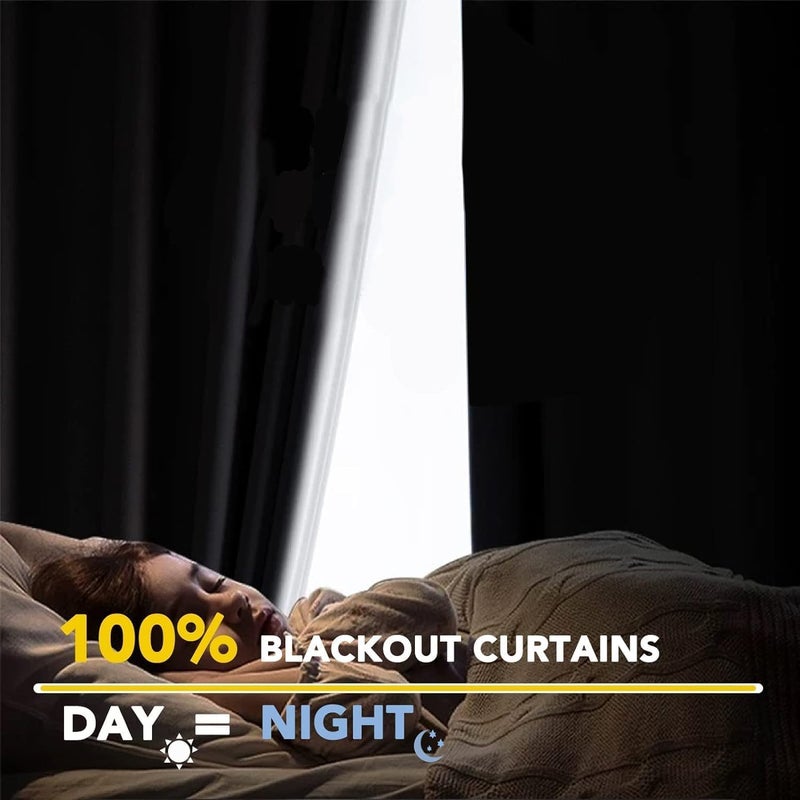 100% Blackout Shield Full Blackout Curtains for Bedroom 120 inch Length 2 Panels Set  Clip Rings/Rod Pocket Faux Linen Black Out Curtains for Living Room  Thermal Insulated  50Wx120L  Beige - Image 2