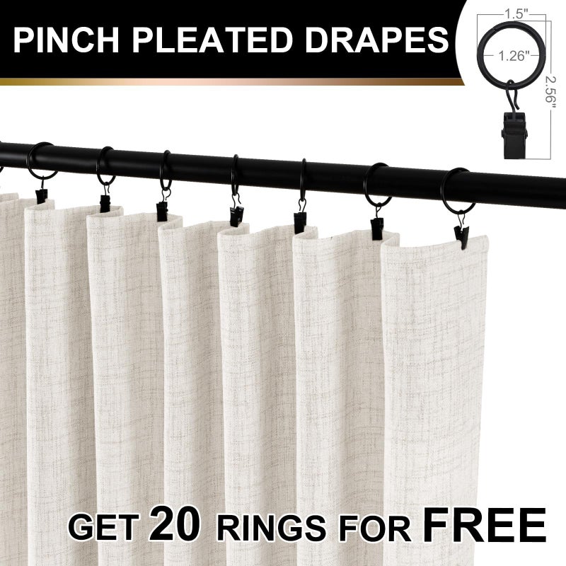 100% Blackout Shield Full Blackout Curtains for Bedroom 120 inch Length 2 Panels Set  Clip Rings/Rod Pocket Faux Linen Black Out Curtains for Living Room  Thermal Insulated  50Wx120L  Beige - Image 3