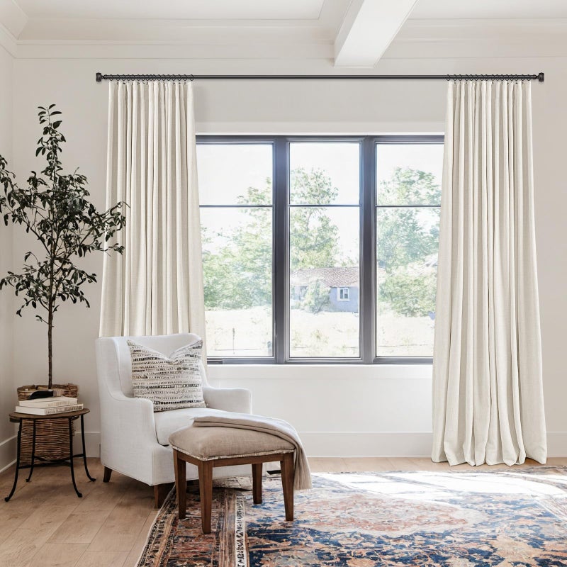 100% Blackout Shield Full Blackout Curtains for Bedroom 120 inch Length 2 Panels Set  Clip Rings/Rod Pocket Faux Linen Black Out Curtains for Living Room  Thermal Insulated  50Wx120L  Beige - Image 5