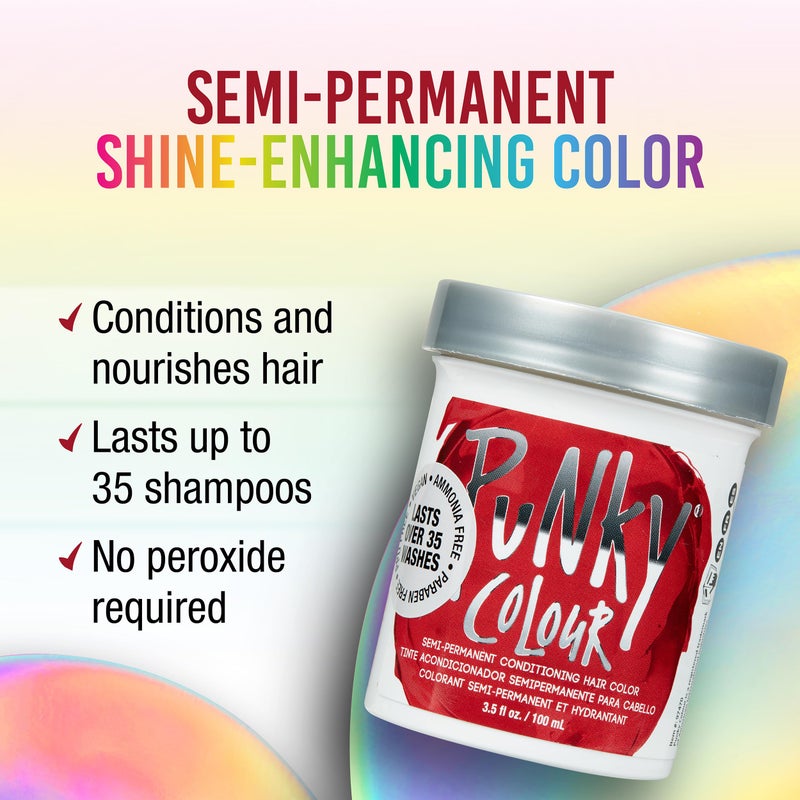 Punky Vermillion Red Semi Permanent Hair Color - Vegan & Cruelty-Free Conditioning Hair Dye, Lasts Up to 35 Washes, 3.5 fl oz - Image 2