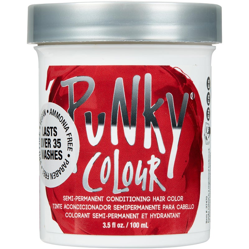 Punky Vermillion Red Semi Permanent Hair Color - Vegan & Cruelty-Free Conditioning Hair Dye, Lasts Up to 35 Washes, 3.5 fl oz - Image 1