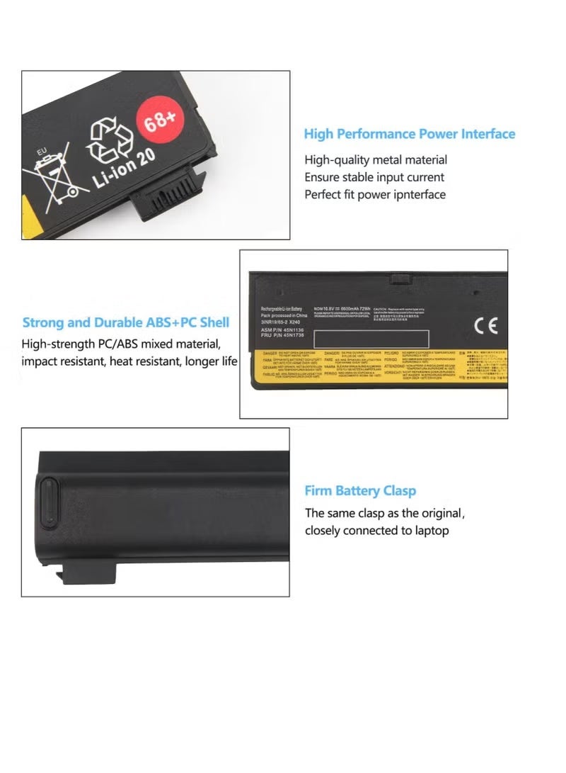 Reacon 68+ 0C52862 Laptop Battery for Lenovo ThinkPad T440 T440S T450 T450S W530 L430 L530 W550 W550s X240 X250 X260 45N1000 45N1001 45 n1003 45N1004 45N1010 45N1013 0A3630 72Wh - Image 2