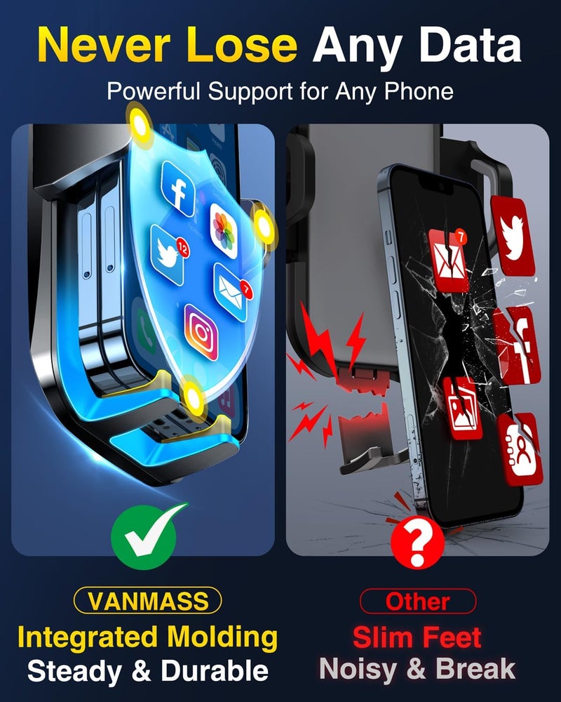 VANMASS 【85+LBS Strongest Suction & Military-Grade Ultimate Car Phone Mount【Patent & Safety Certs】 Cell Phone Holder Truck for Dashboard Windshield Vent for iPhone 17 Pro Max 16 15 for Samsung - Image 5