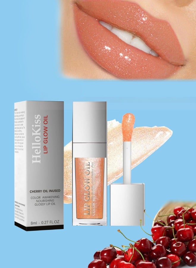 HelloKiss Lip Glow Oil Plumping Lip Oil Lip Gloss Nourishing Gloss Lip Balm Big Brush Head Non Sticky and Long Lasting Liquid Lip Gloss Lip Tinted for Lip Care and Dry Lips Hydrating Lip Glow Oil 08 - Image 1
