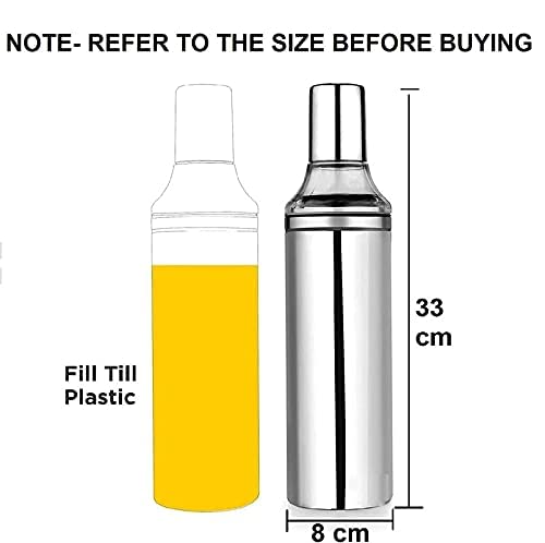 VISAXMI Stainless Steel Oil Dispenser for Kitchen | Pack of 2 | Leak-Proof Steel Oil Bottle with Transparent Pouring Cap | Cooking Oil Can Steel (1000 ml) - Image 2