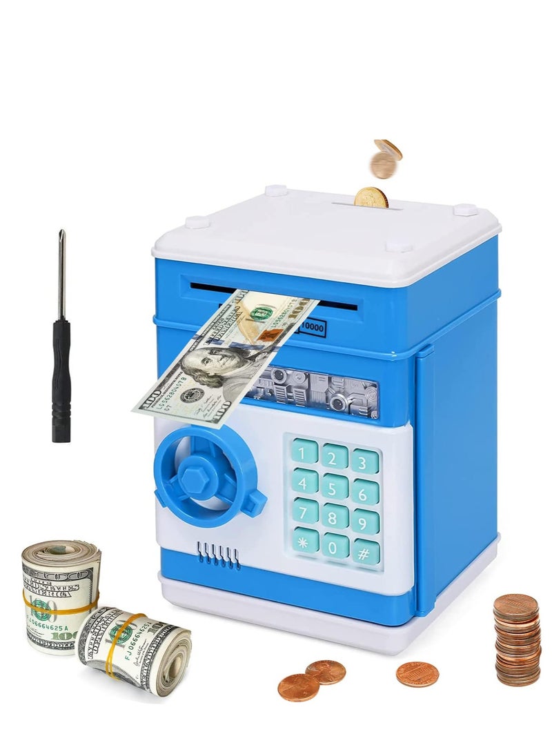 Kids Electronic Piggy Bank - Secure money saving box with password and sensor, automatic bill slots, and coin slot - Safe and fun cash storage for boys and girls 