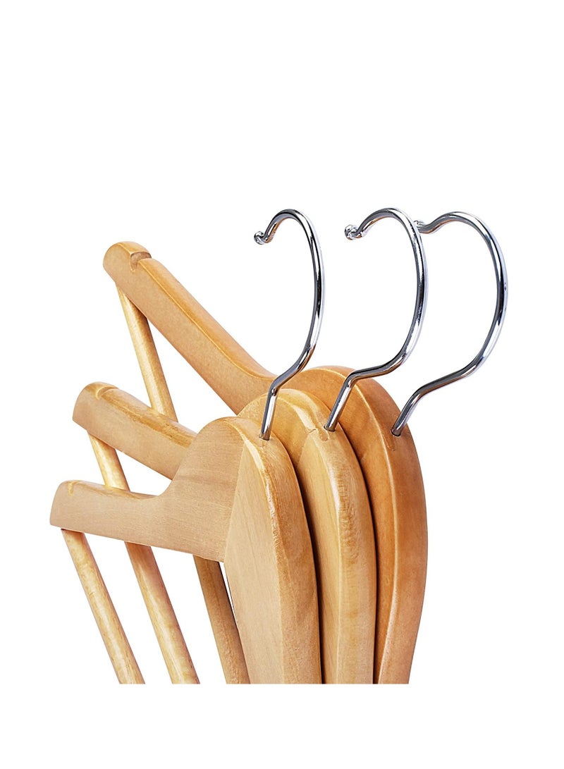 Premium Wooden Hangers 30 Pack - Durable And Slim Coat Hanger - Suit Hangers with 360-Degree Rotatable Hook - Wood Hangers with Shoulder Grooves (Natural Color)