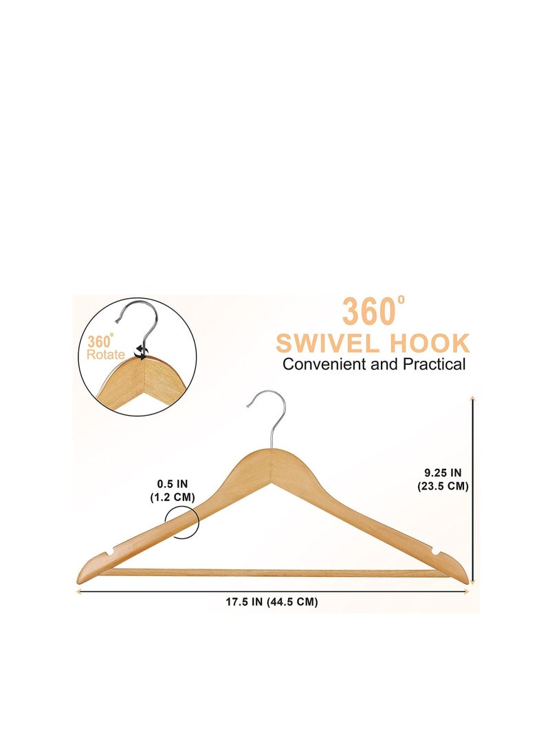 Premium Wooden Hangers 30 Pack - Durable And Slim Coat Hanger - Suit Hangers with 360-Degree Rotatable Hook - Wood Hangers with Shoulder Grooves (Natural Color)  - Image 2