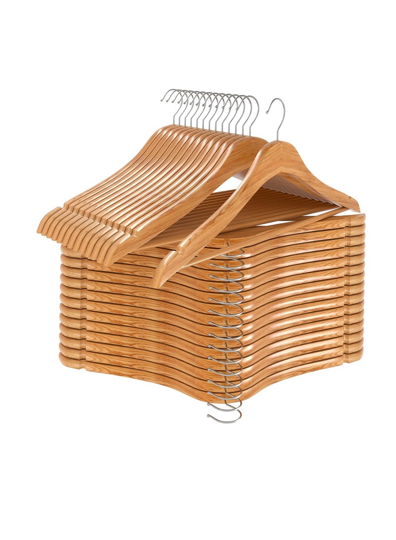 Premium Wooden Hangers 30 Pack - Durable And Slim Coat Hanger - Suit Hangers with 360-Degree Rotatable Hook - Wood Hangers with Shoulder Grooves (Natural Color)  - Image 1