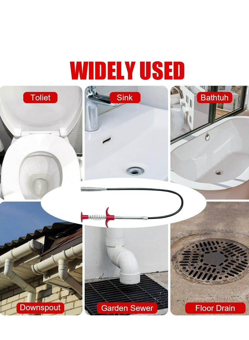 35.4 Inch Drain Snake Hair Drain Clog Remover Tool - Sink Drain Cleaner for Toilet Sewer Shower Kitchen Bathroom Tub Clogged Drains Opener Cleaning Tool, Flexible Grabber Claw Pick Up Reacher Tool - Image 2