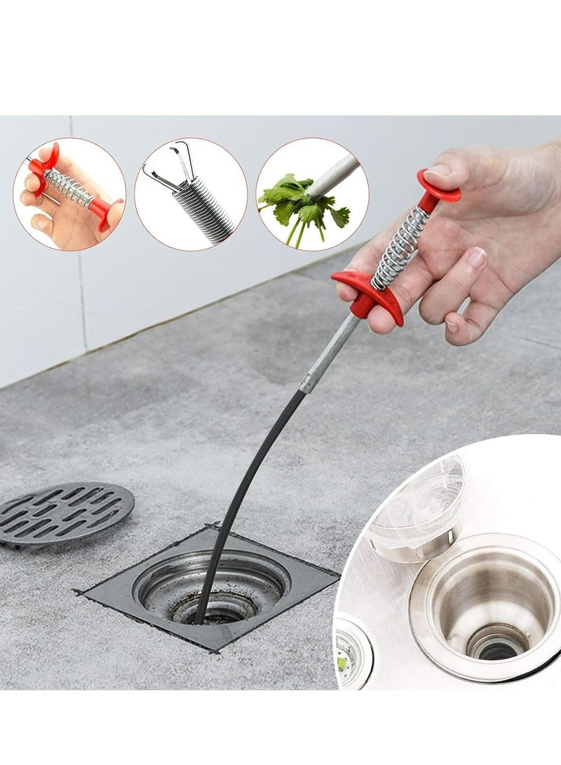 35.4 Inch Drain Snake Hair Drain Clog Remover Tool - Sink Drain Cleaner for Toilet Sewer Shower Kitchen Bathroom Tub Clogged Drains Opener Cleaning Tool, Flexible Grabber Claw Pick Up Reacher Tool - Image 4