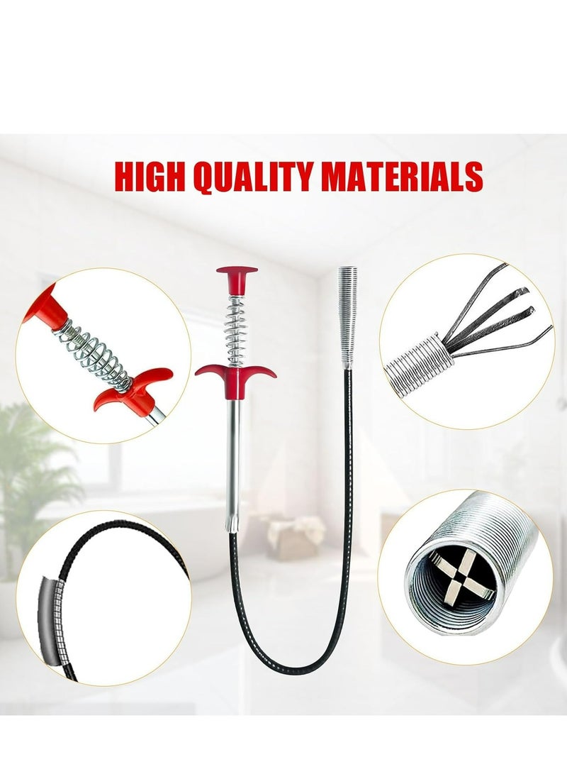 35.4 Inch Drain Snake Hair Drain Clog Remover Tool - Sink Drain Cleaner for Toilet Sewer Shower Kitchen Bathroom Tub Clogged Drains Opener Cleaning Tool, Flexible Grabber Claw Pick Up Reacher Tool - Image 5