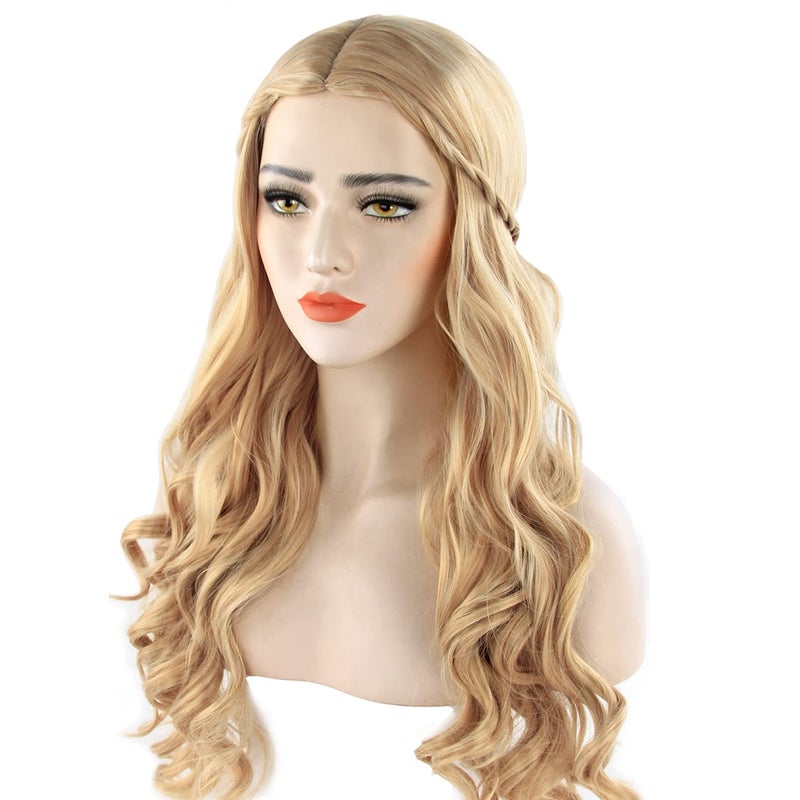 Acecharming Long Platinum Blonde Wigs Braid Women Girls Charming Synthetic Party Costume Cosplay Wig With Wig Cap