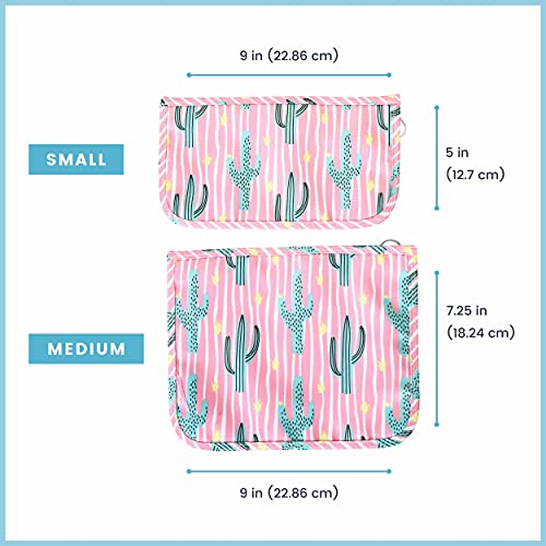 EzPacking Clear Zipper Pouches (Set of 2) / Transparent Reusable PVC Organizers for Women’s Purse or Tote Bag/Cute Slim Flat Japanese Style Watermelon Cactus Pouch for Travel (Cactus) - Image 3