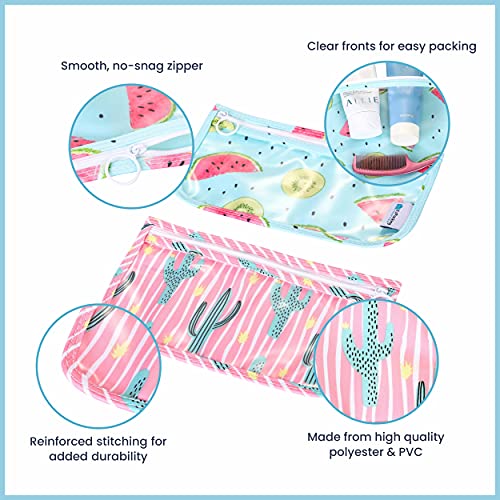 EzPacking Clear Zipper Pouches (Set of 2) / Transparent Reusable PVC Organizers for Women’s Purse or Tote Bag/Cute Slim Flat Japanese Style Watermelon Cactus Pouch for Travel (Cactus) - Image 4