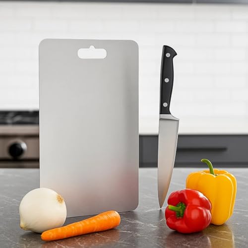 Well Set Stainless Steel Chopping Board Vegetable,Fruit Cutting, Kneeding, Cake Prep, Heavy Duty Chopping-Board (Size 31CM X 21CM) - Image 1