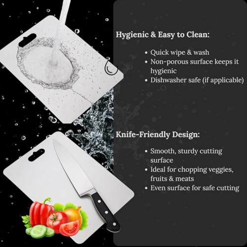 Well Set Stainless Steel Chopping Board Vegetable,Fruit Cutting, Kneeding, Cake Prep, Heavy Duty Chopping-Board (Size 31CM X 21CM) - Image 5