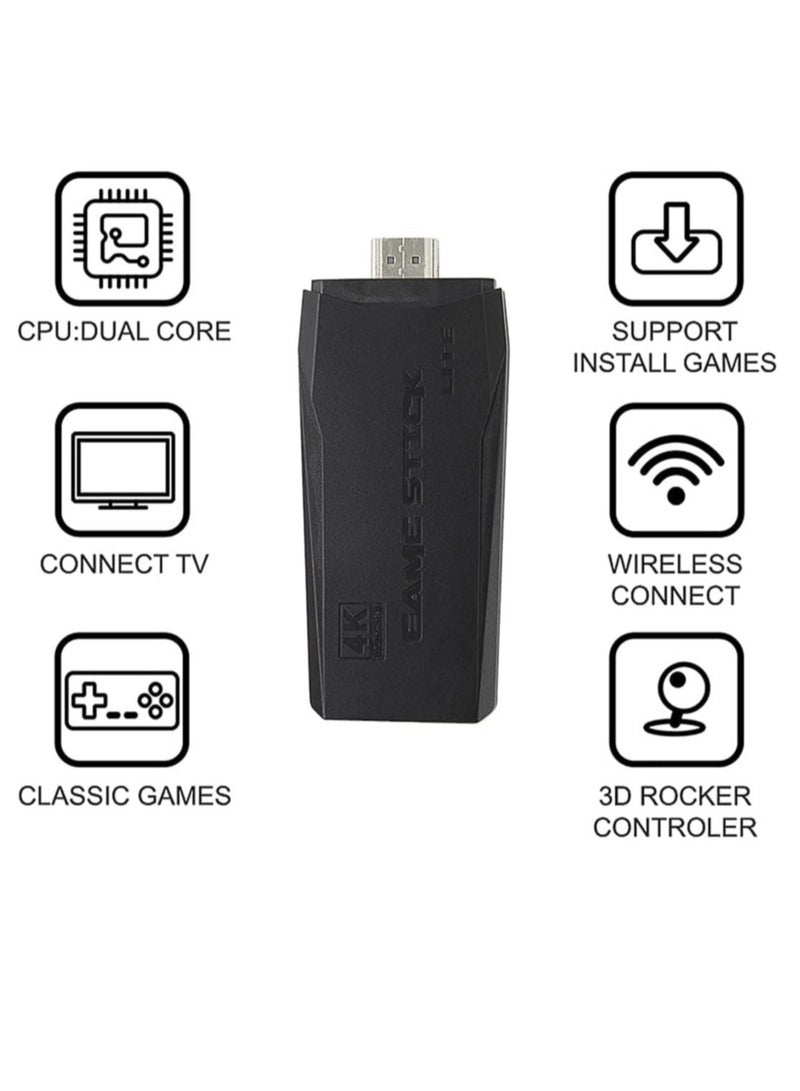 ELTRAZONE Integrated retro 4K game console with dual 2.4G wireless controllers, plug-and-play video game stick, built-in 3,500 games, 9 classic emulators, high-definition HDMI output for TV - Image 4