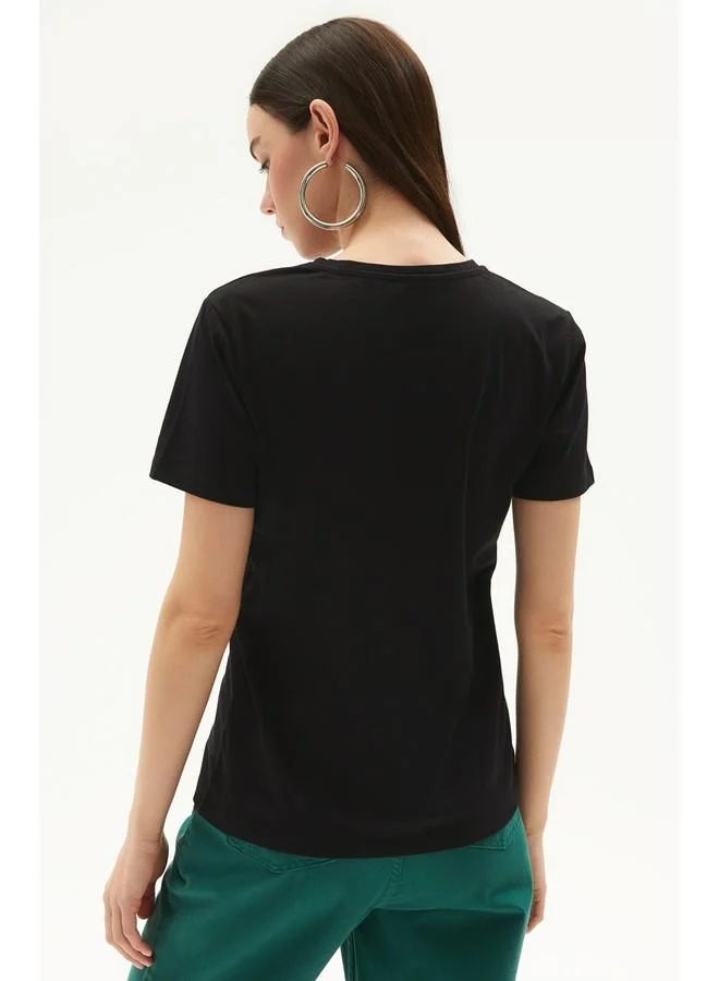 JUNE June Women's 100% Cotton Basic Regular Fit Crew Neck Knit T-Shirt